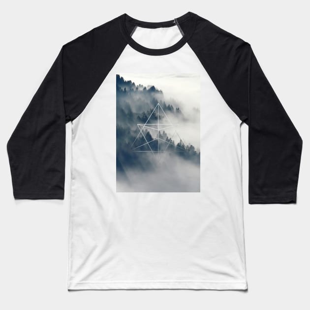 Misty Trees Baseball T-Shirt by UrbanEpiphany